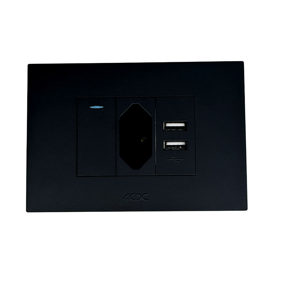 ACDC - Black Orion N-Type Switched Socket With USB Outlet