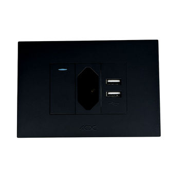 ACDC - Black Orion N-Type Switched Socket With USB Outlet