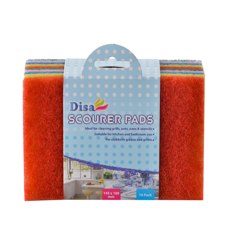 Scourer Pads - Assorted Colours - 145mm x 100mm - 10 Pack - 8 Pack