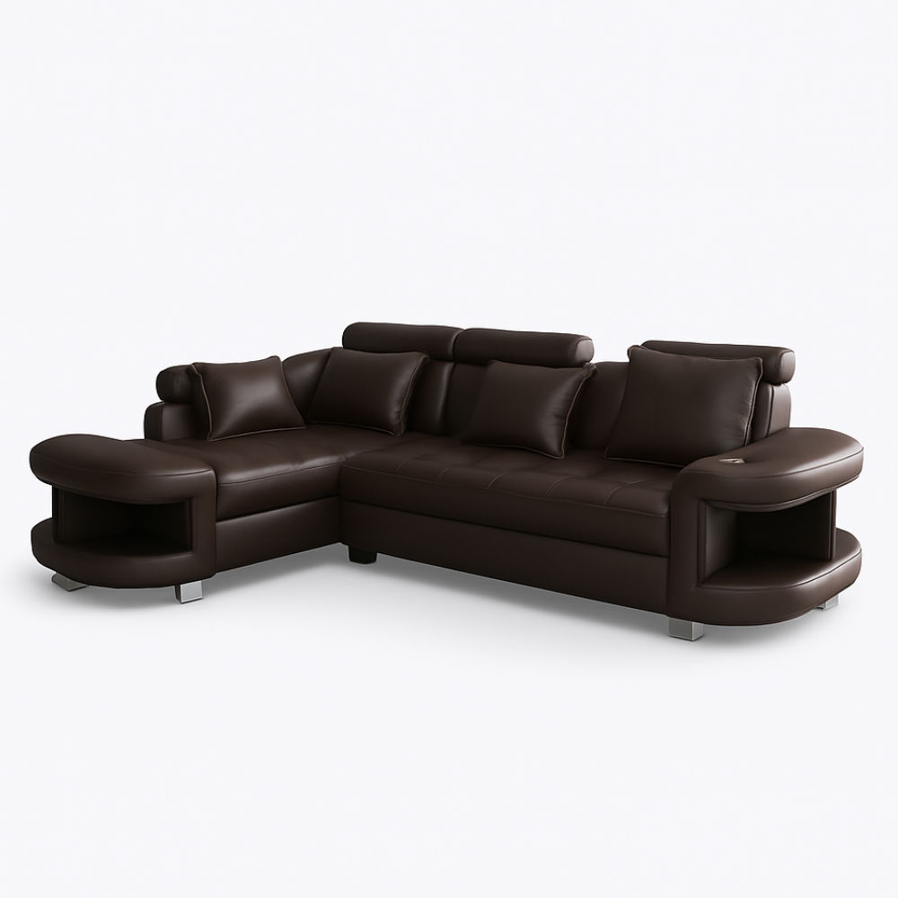 Maggie L Shape Corner Sofa-PU Brown