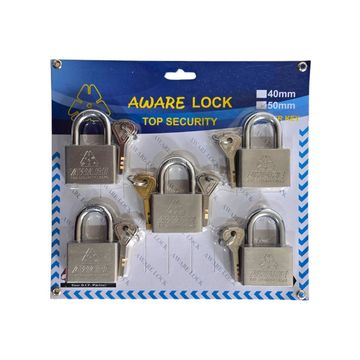 AWARE - Security Padlock Set - Individual Keys with Master Key 50mm x 5 Pcs