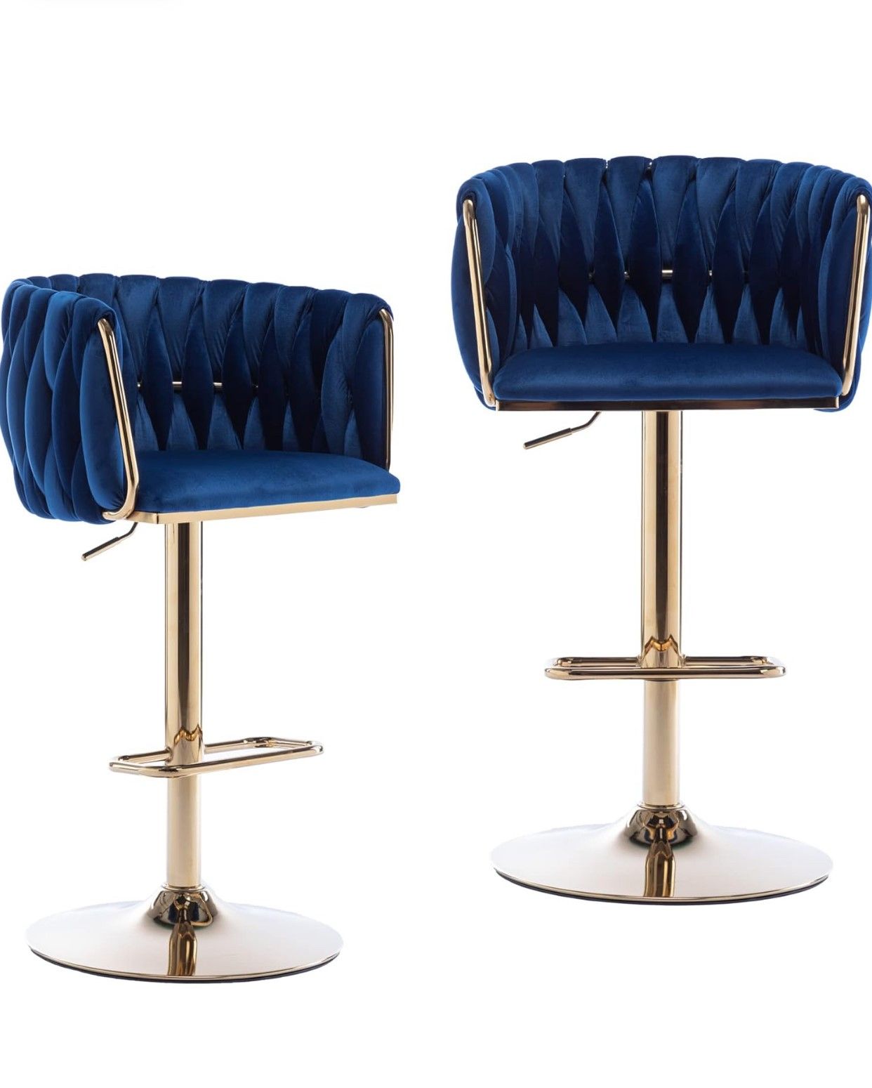 Blue velvet bar discount stools set of 2