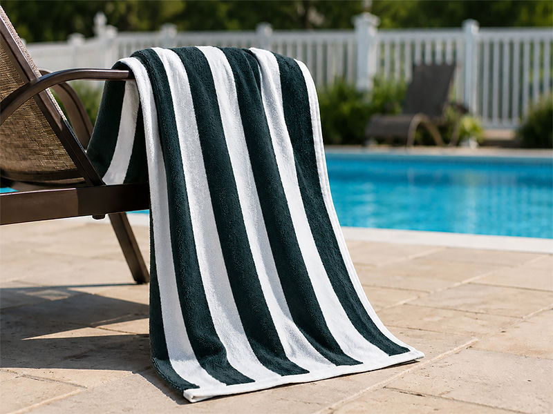Plush 450 GSM 90x180cms Terry Pool Beach Cabanas - Hunter Green (01 Piece Pack)