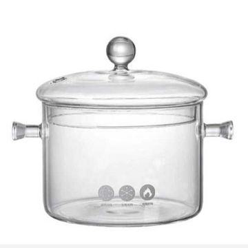 Multifunctional Transparent  Borosilicate Glass Kitchen Pot with Lid