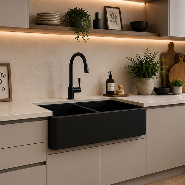 Double Butler Midnight Quartz Sink