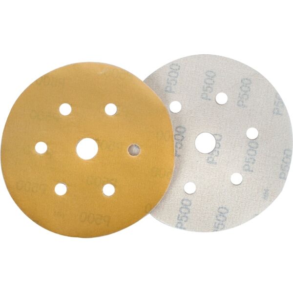 Gold Disc (50 Pieces) 500Grit 150Mm X 6+1 Holes Hook And Loop