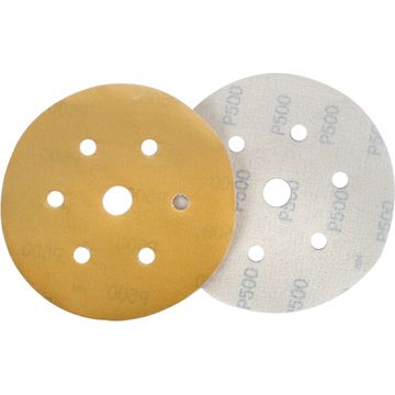 Gold Disc (50 Pieces) 500Grit 150Mm X 6+1 Holes Hook And Loop
