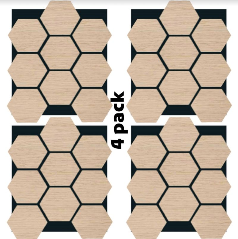 Echo-Less Wood Hexagon Acoustic Panel 4 pack Oak