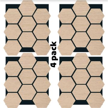 Echo-Less Wood Hexagon Acoustic Panel 4 pack Oak