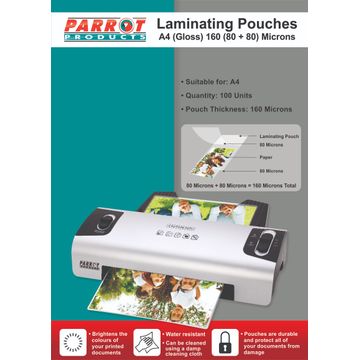 Laminating Pouches (A4 - Gloss - 220x310mm - 160 (80+80) Microns - Box 100)