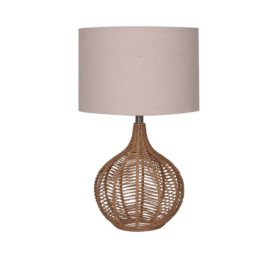 LAMP TABLE-LINEN ROPE-CREAM FABRIC SHADE