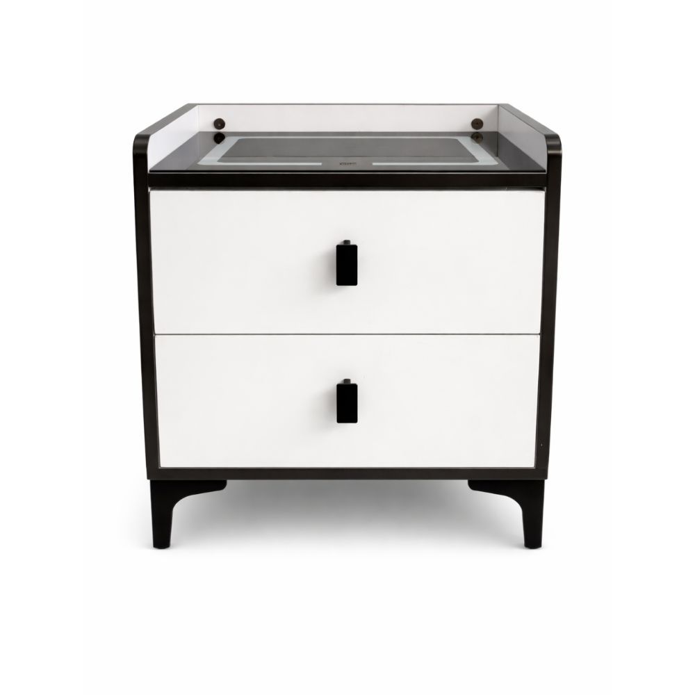 Smart Bedside Nightstand with Bluetooth Speaker, LED Light, Wireless Charger & USB Ports