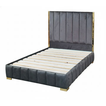 Aemilia Bed Base & Headboard - Single - Dark Grey