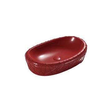 Counter top Ceramic Basin / table top  Petal - Red Matt