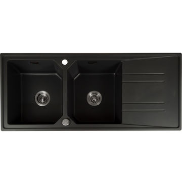 Mahina Double Bowl Quartz Kitchen Sink Black - Silver