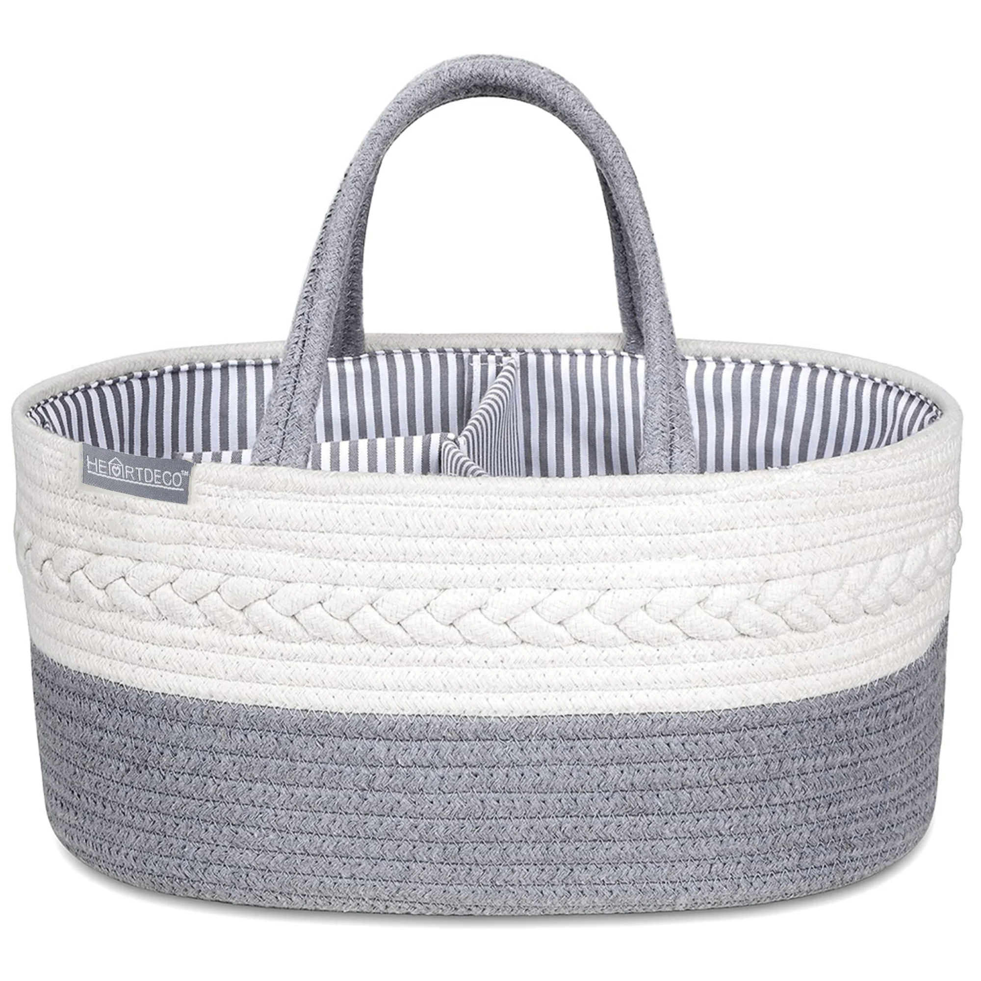 Cotton Rope Caddy Storage Basket Heartdeco