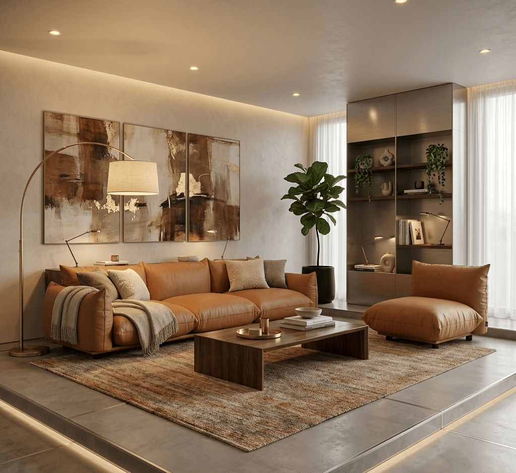 Zhua Terra Loft Series - Premium Leather Sofa & Ottoman Combo