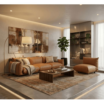 Zhua Terra Loft Series - Premium Leather Sofa & Ottoman Combo