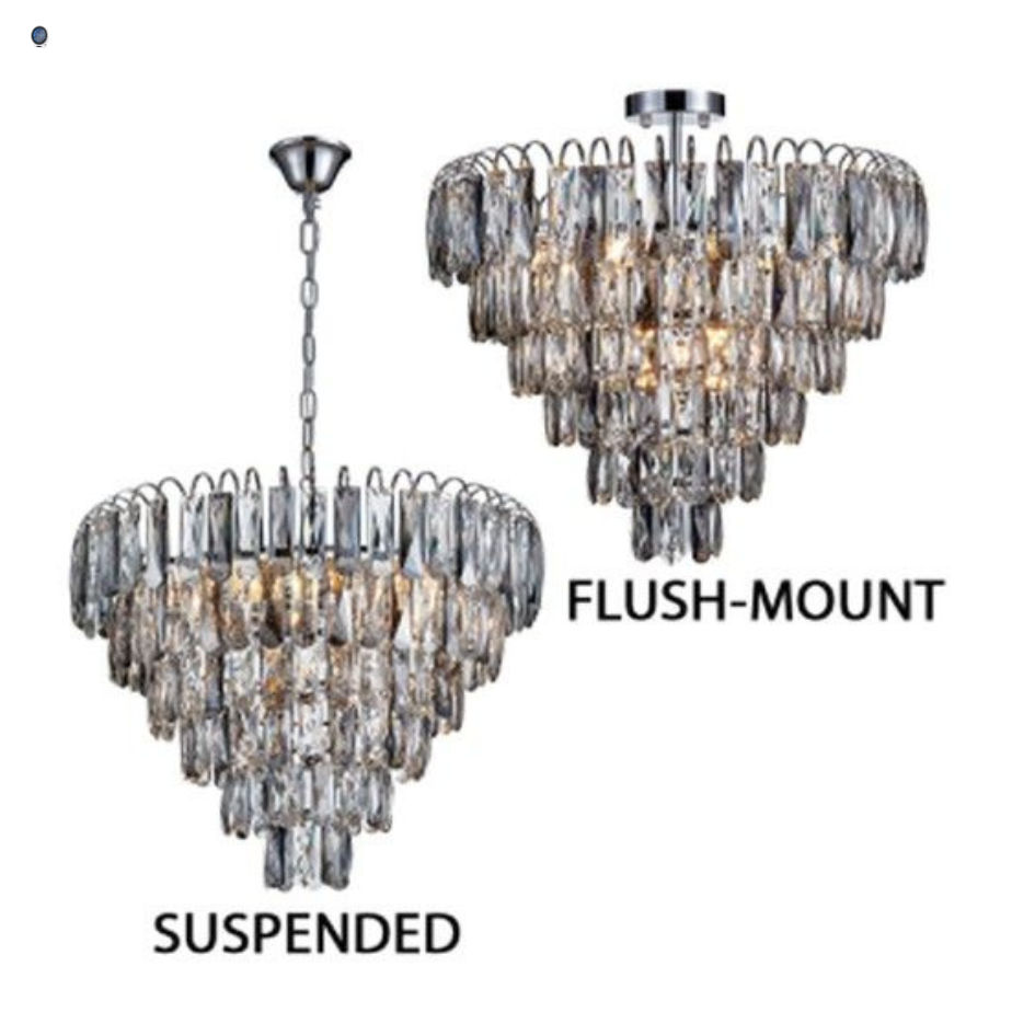 Polished Chrome and Crystal Pendant Dual Mounting Options