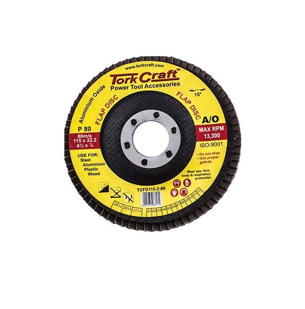 Tork Craft - Flap Disc 115mm 15 Deg.Angle 80Grit A/O - 8 Pack
