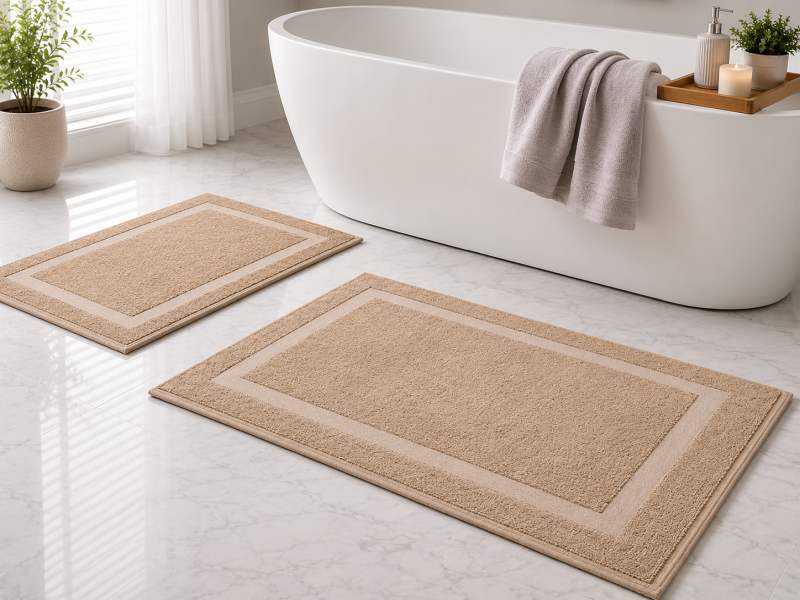 Plush 750GSM - Bath Mat - 050x080cm - Pebble(2pc Pack)