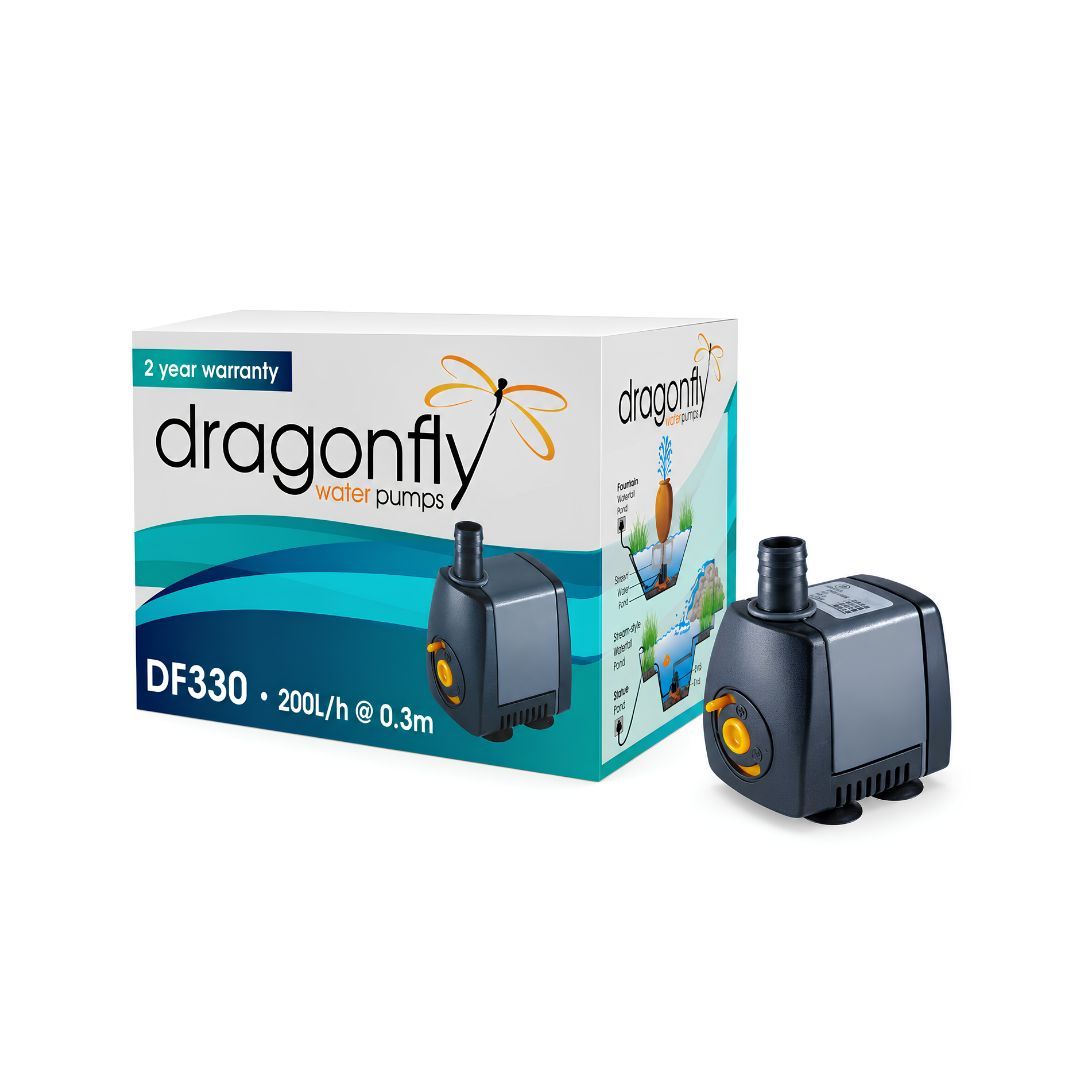 DragonFly Pond & Fountain Pump 330 L/h 1.5m Cable & 3 Core Plug