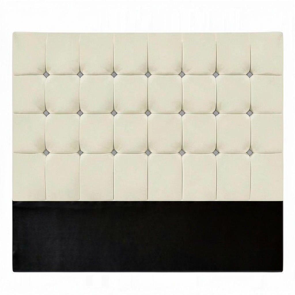 Nu Dekor - Benned Button Velvet Headboard - Double - Cream