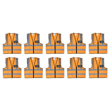 PIONEER SAFETY Vest Reflective Fluorescent Orange Zip Pocket Medium ( 10 Pack )