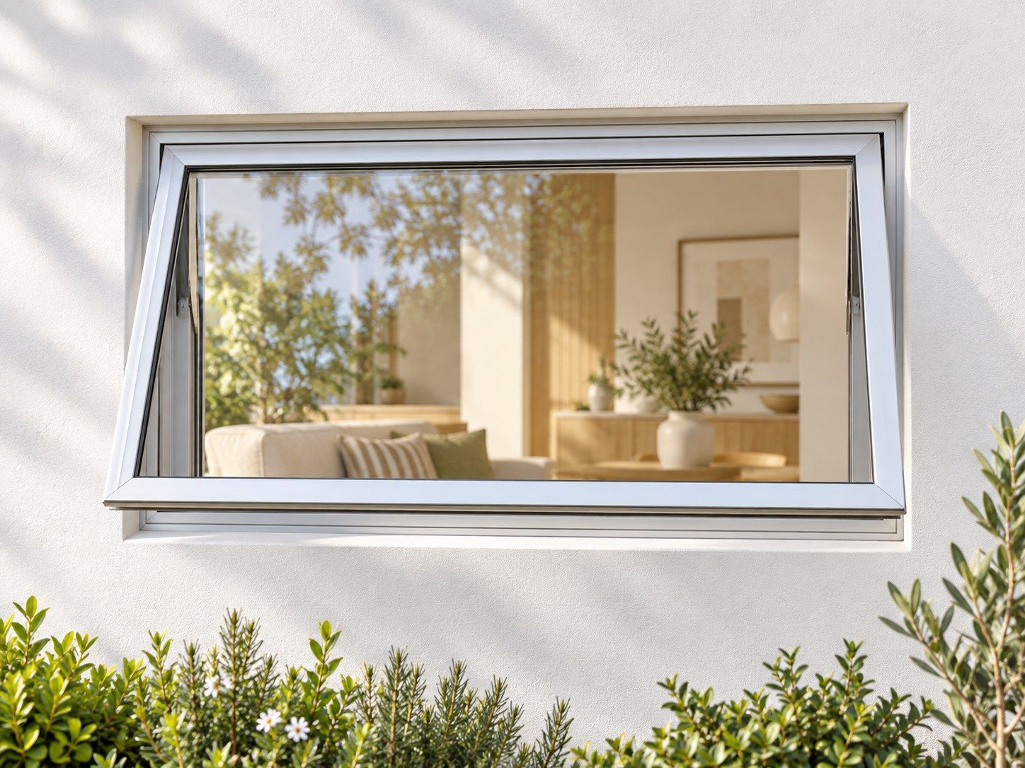 Kenzo Premium Top-Hung Aluminium Window - Silver, 600 400 mm, Single Opener, Clear Glass