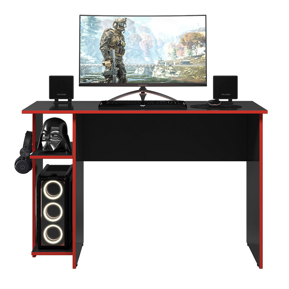 Linx Office and Gaming Desk - Black & Red