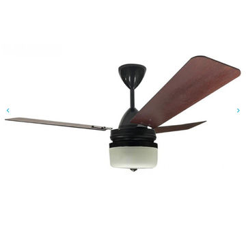 Solent Highbreeze ceiling fan 1400mm Dark Teak Wooden 3-blade, Cleo Light Kit and 5-speed Infra-red remote control - Black