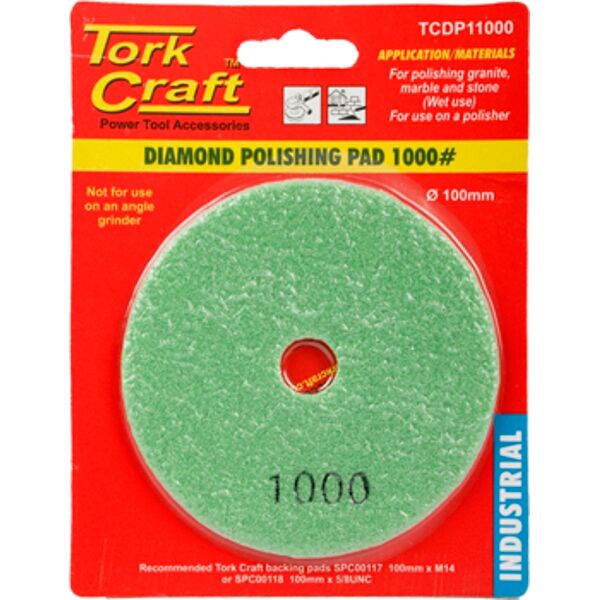 100Mm Diamond Wet Polishing Pad 1000 Grit Dark Green