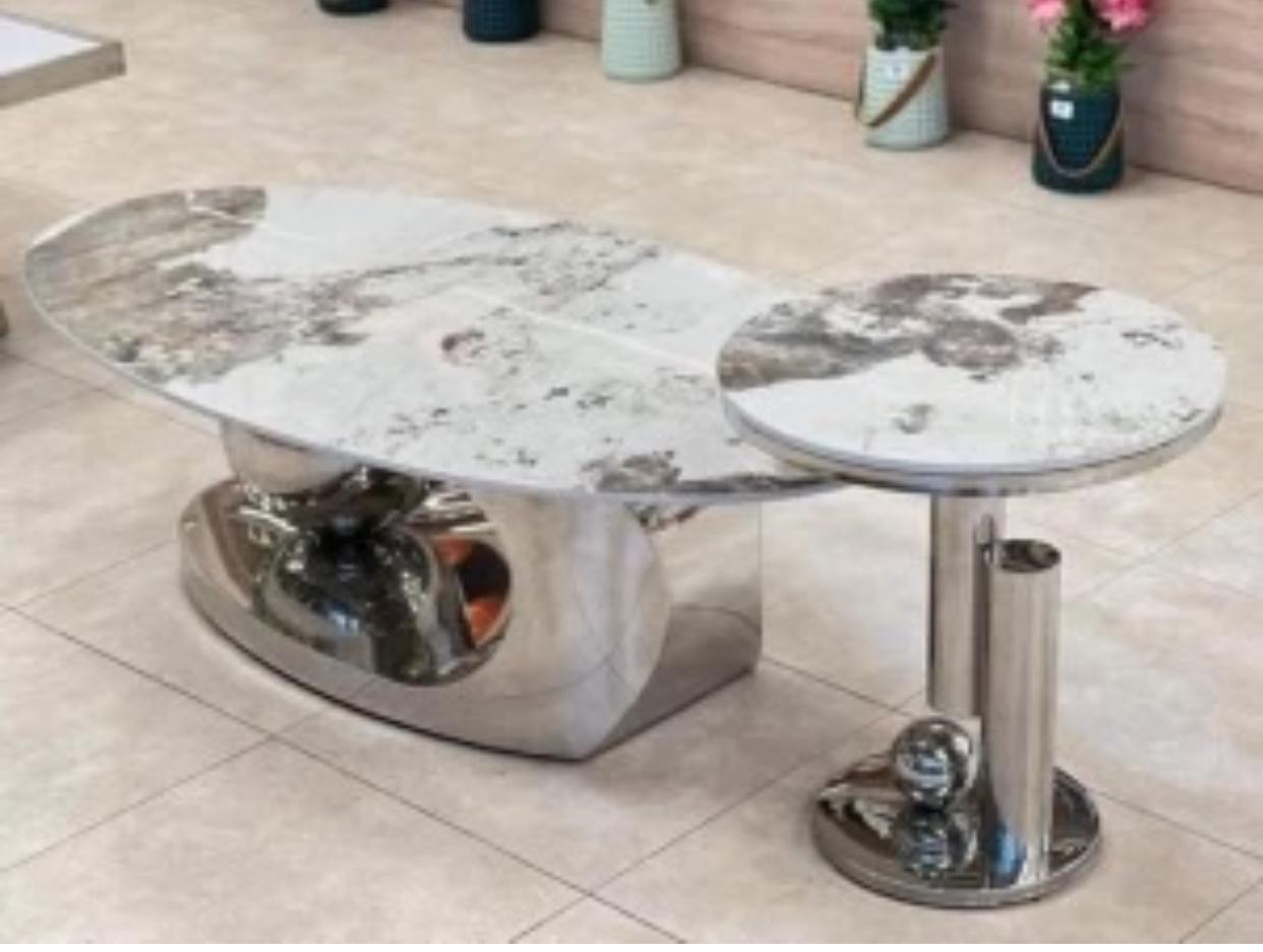 IG Furn - Lyra Luxury Coffee Table & Side Table Silver