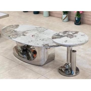 IG Furn - Lyra Luxury Coffee Table & Side Table Silver
