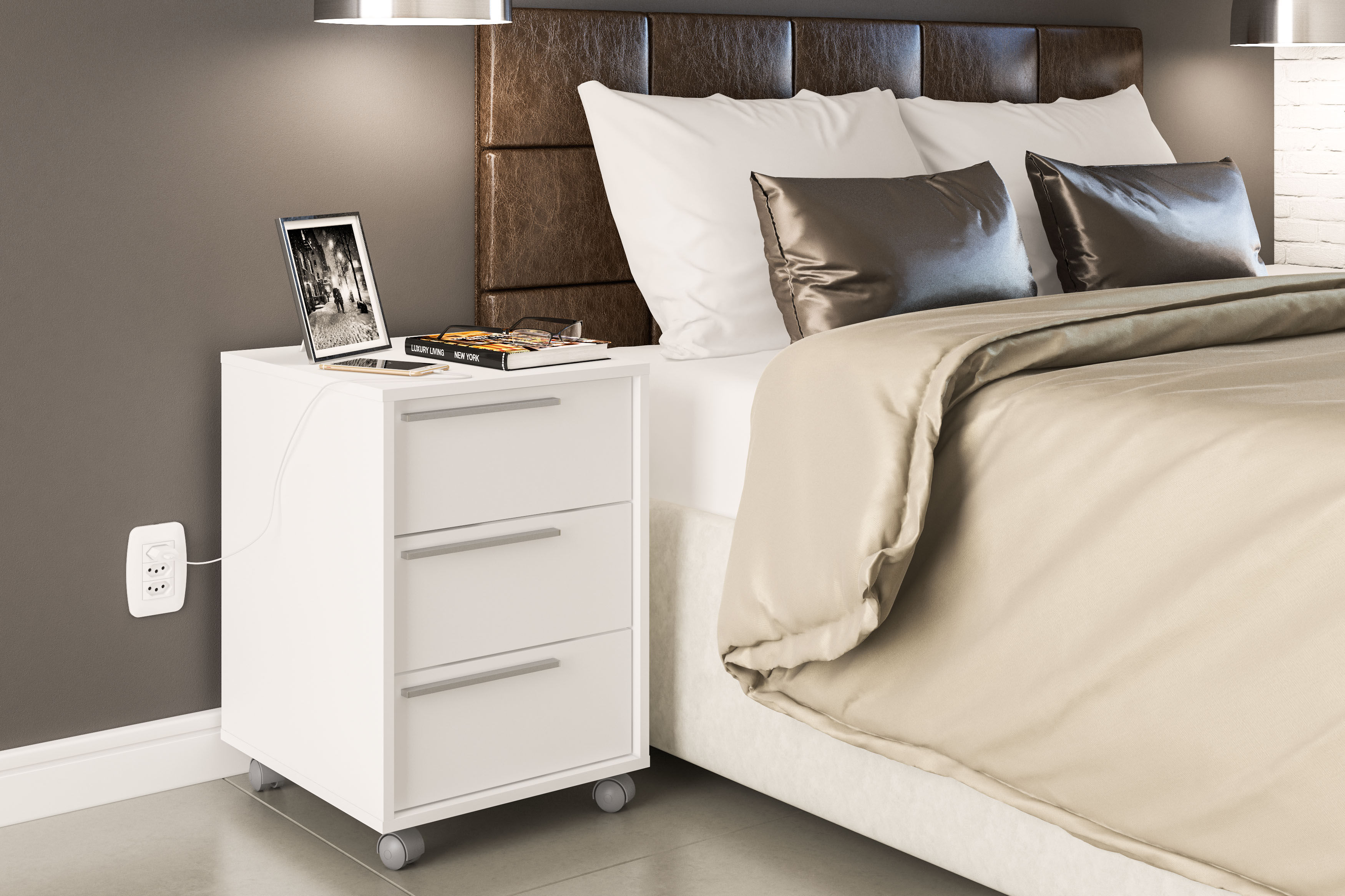 Click 3 Drawer Pedestal White