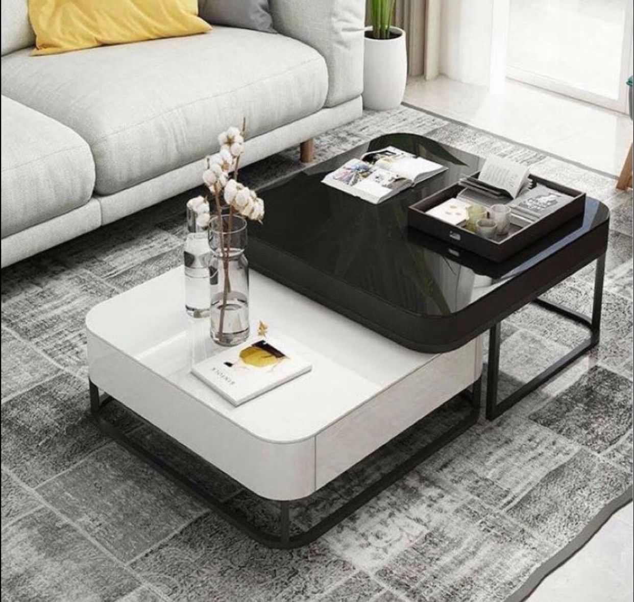 EFURN- Nadia nesting coffee table(black & white)