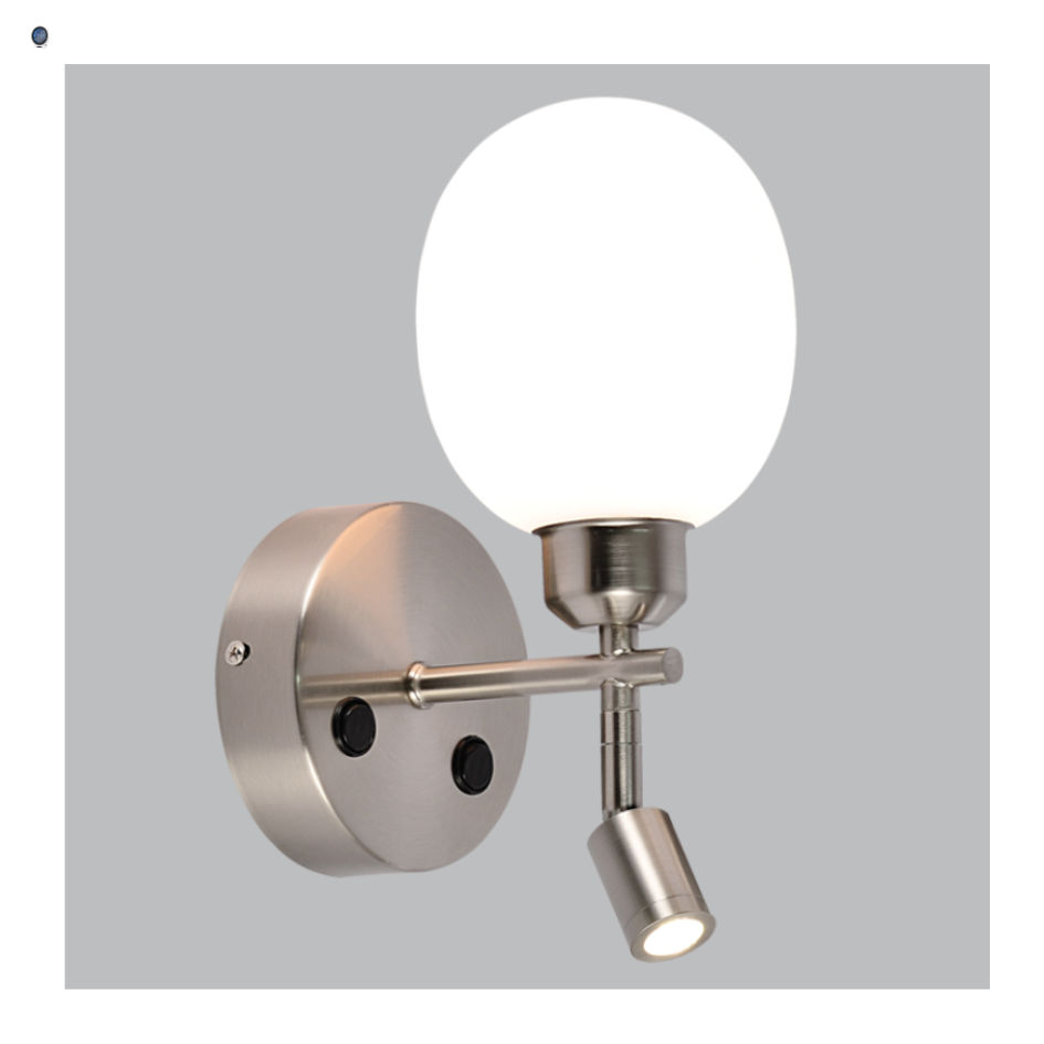 Metal Wall Bracket with Opal Plastic Cover and 2 Switches