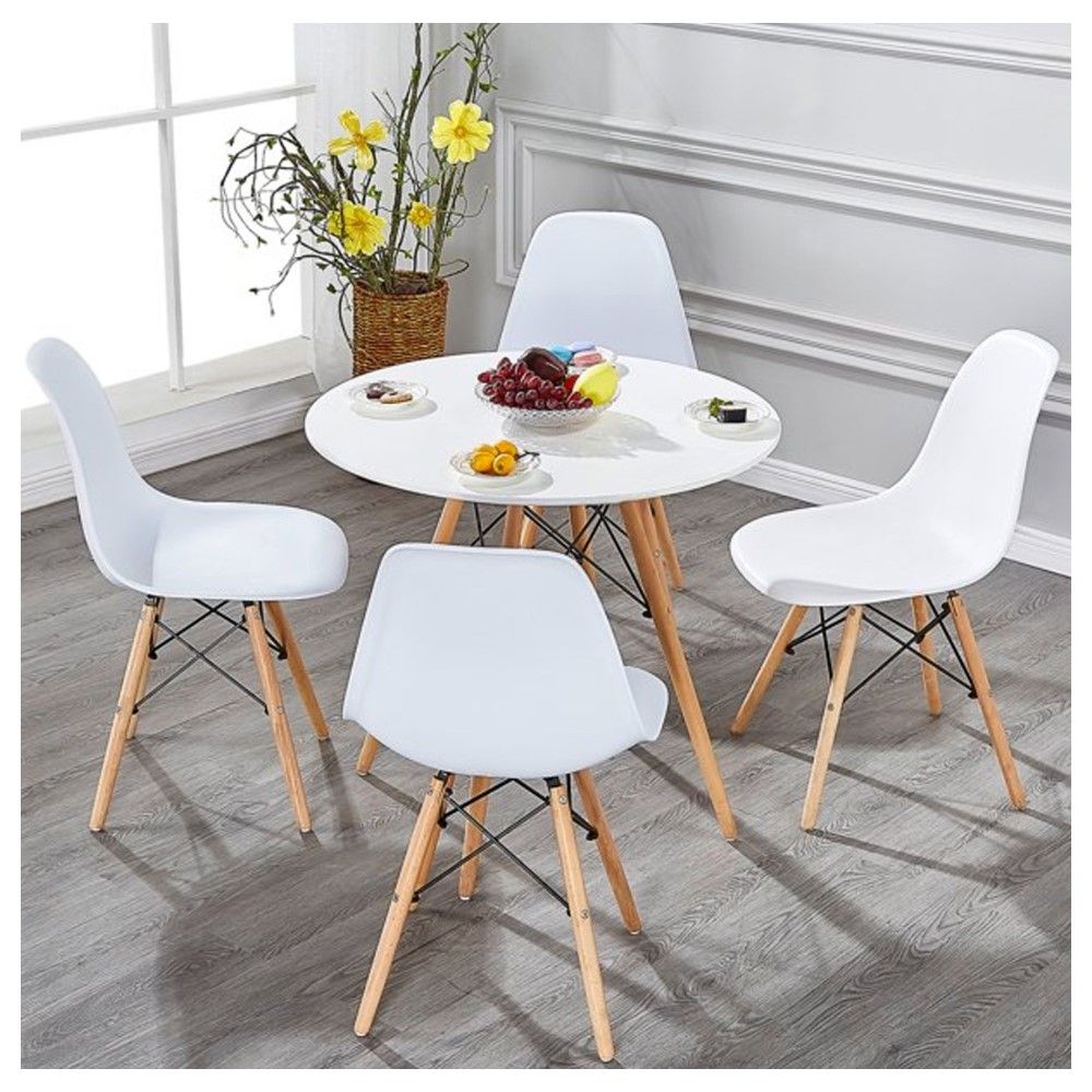 5 piece Emma wooden legs round top dining set