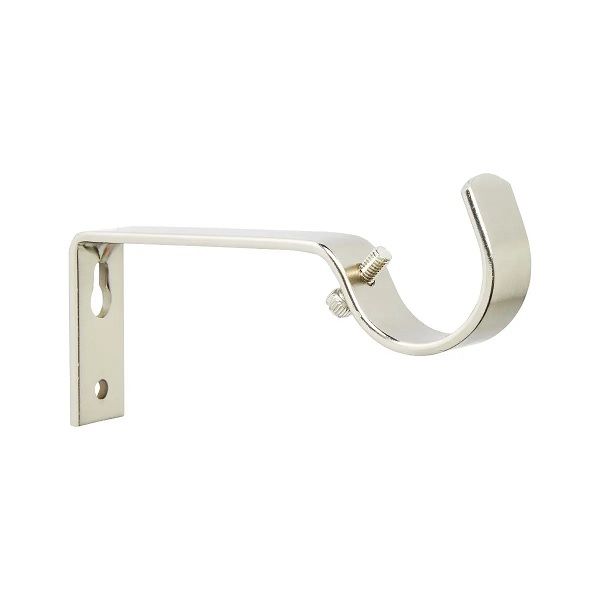 Steel Rod Metal Bracket, Single, Silver, 32mm (2 PACK) BY WOODLY