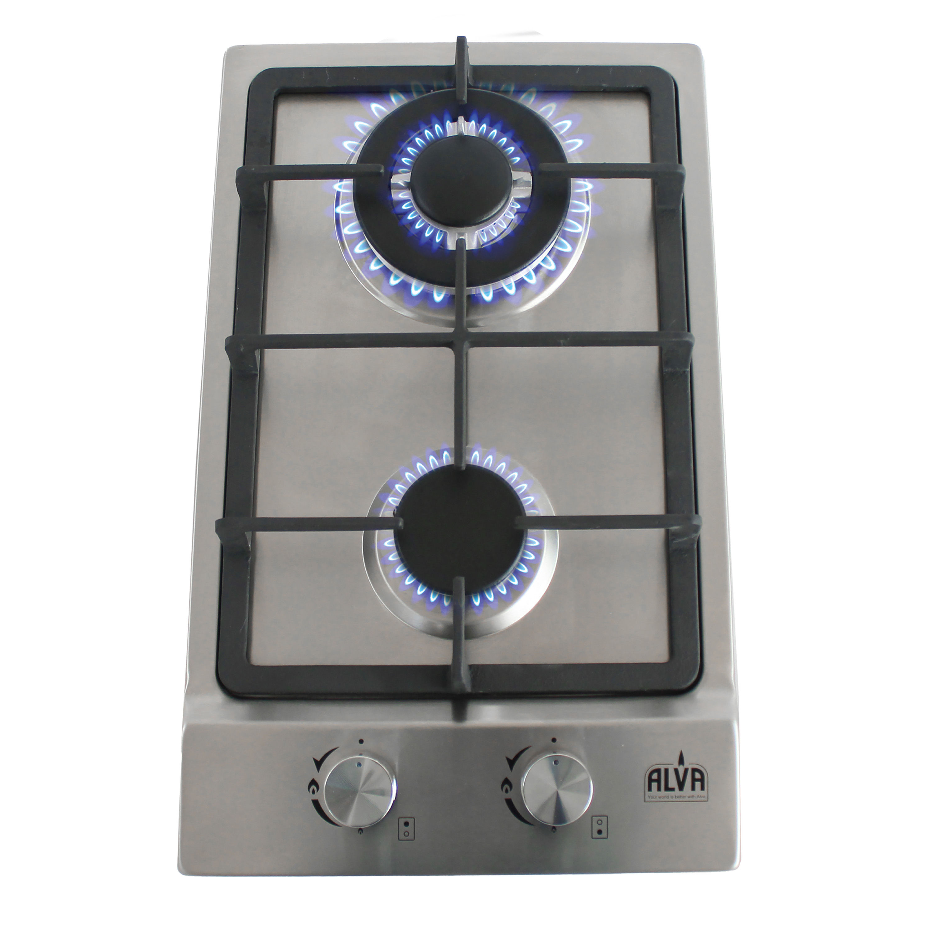 ALVA 30cm 2-Burner Gas Hob Stainless Steel Electronic Ignition LPGSA Certified 12 Month Warranty