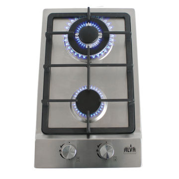 ALVA 30cm 2-Burner Gas Hob Stainless Steel Electronic Ignition LPGSA Certified 12 Month Warranty