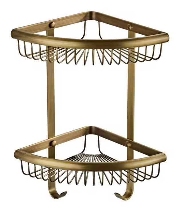 BATHROOM CORNER CADDY BRONZE - DOUBLE SHELF