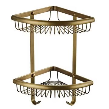 BATHROOM CORNER CADDY BRONZE - DOUBLE SHELF