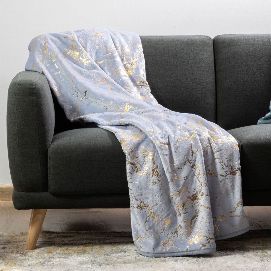 Nu Dekor - 3D Marble Design Fleece Blanket - Grey - 180x200cm