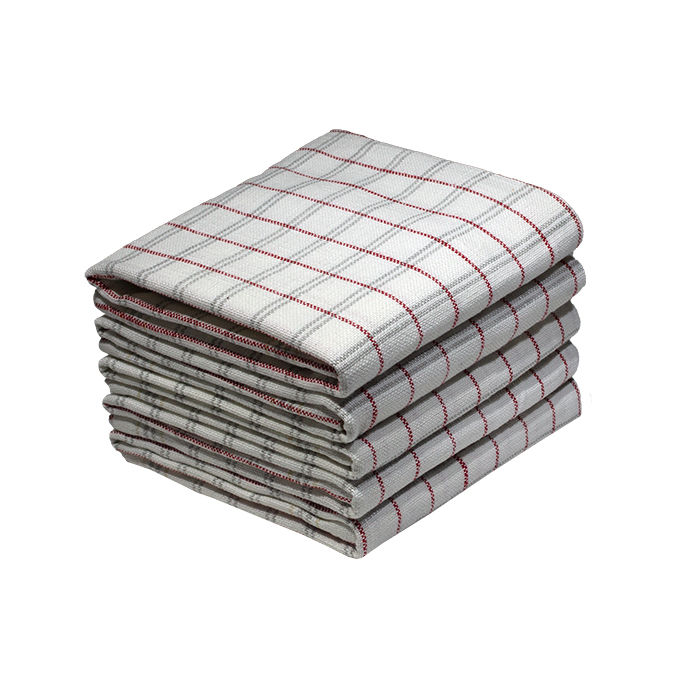 Multipurpose, Easy Fit, Absorbent Kitchen Towel - Design 2418 - 049x070cms - (05 Pc Pack) - Checks - High Risk Red