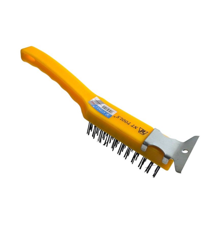 NT TOOLS Steel Wire Brush with Scraper - Plastic Handle 280mm