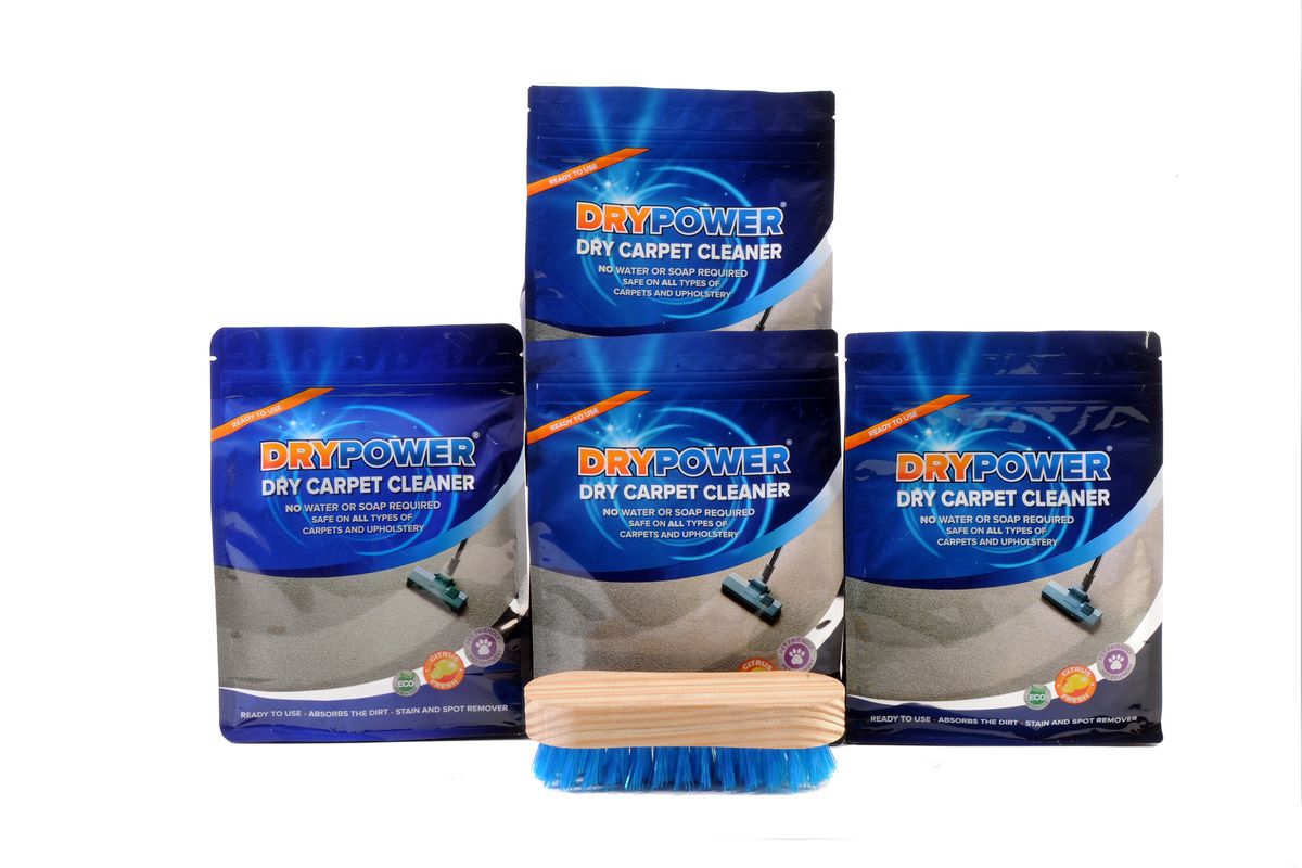 DryPower Magic Dry Carpet Cleaning Powder - Pack of 4 Free Brush