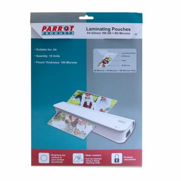 Laminating Pouches (A4 - Gloss - 220x310mm - 160 (8080) Microns - Pack 10)