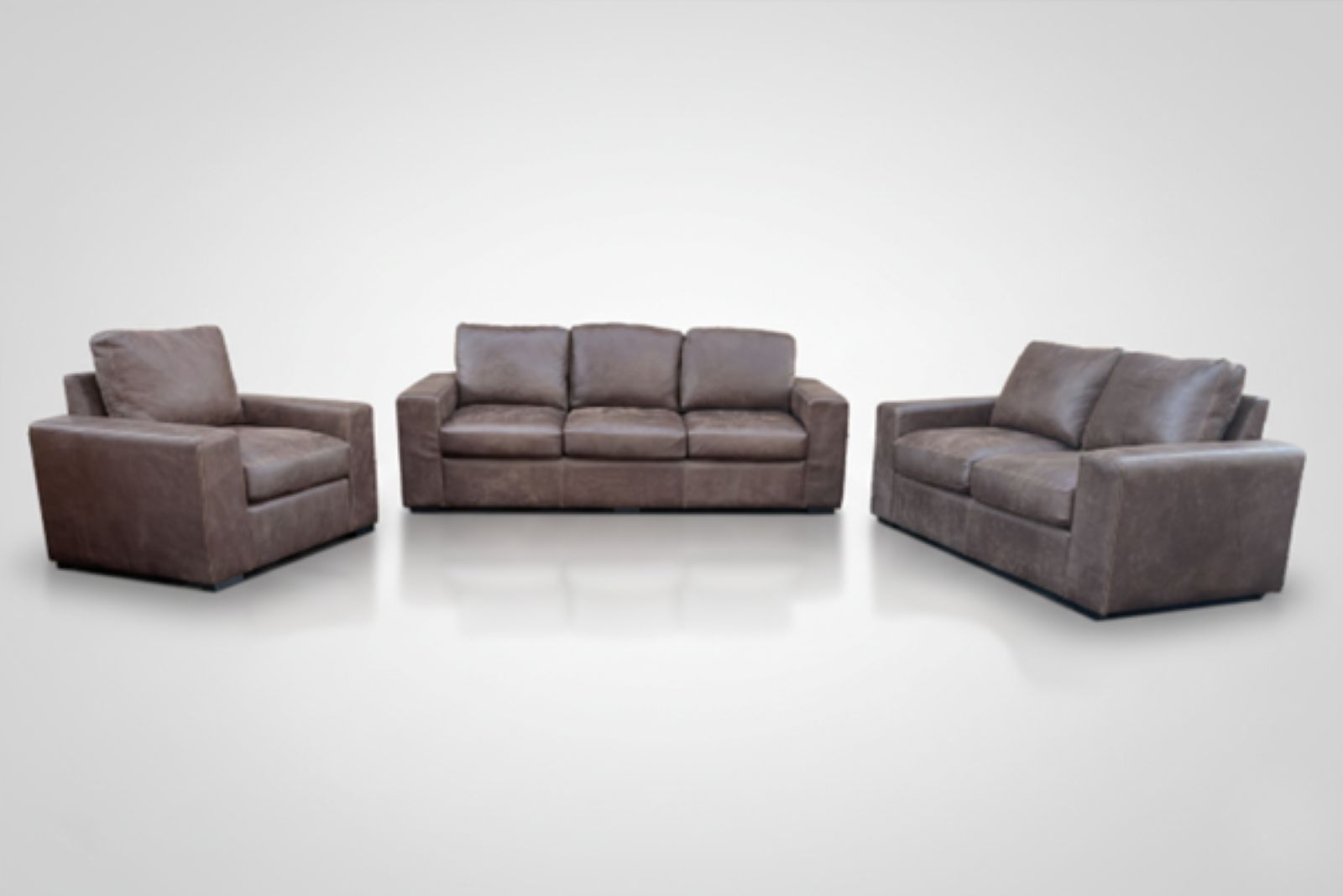 Mode Genuine Leather Lounge Set 3-Piece (x1 1-Seater x1 2-Seater x1 3-Seater Sofa - Exotic Brown)