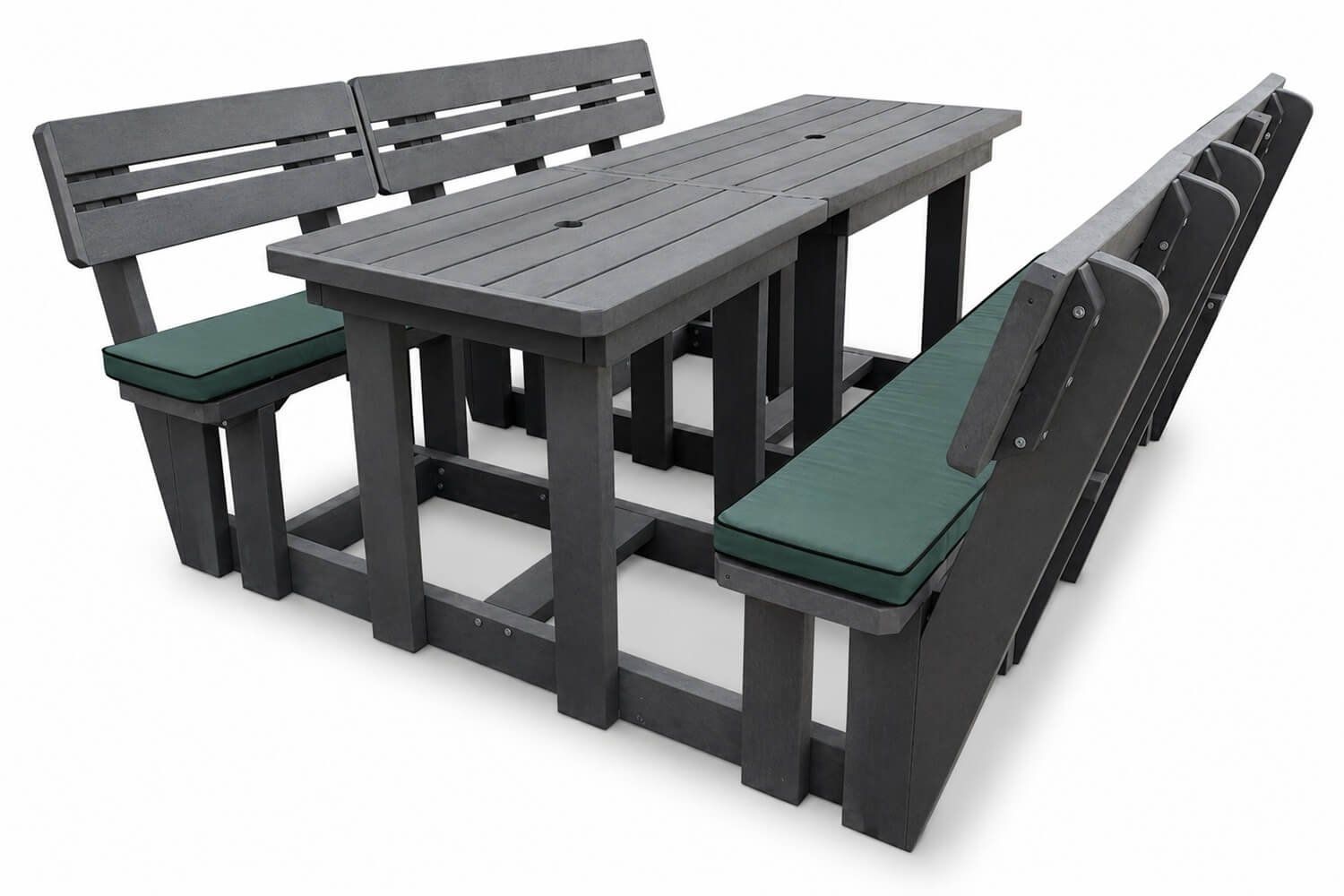 Recycled Plastic Picnic 2 piece set 6-Seater XL Plus Backs (Green Cushions)